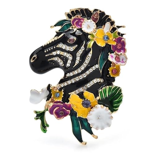 Tragen Sie Blumen Zebra Brosche für Frauen Unisex Emaille Vintage Tier Büro Party Brosche Pins, Metall Zink Acryl von BBirtyQV