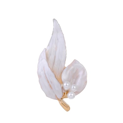 Tropfendes Öl Blatt Perle Brosche Pflanze Corsage Einfaches Temperament Blatt Perle Tropföl Blatt Zubehör, Metall Zink Acryl von BBirtyQV