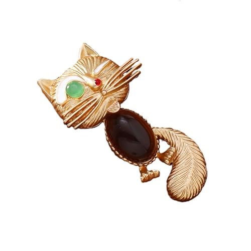 Vintage Katze Und Maus Brosche Zubehör Einfache Tier Pin Dual-Purpose Cardigan Anti-Peeping Schal Schnalle, Dummes Gold von BBirtyQV