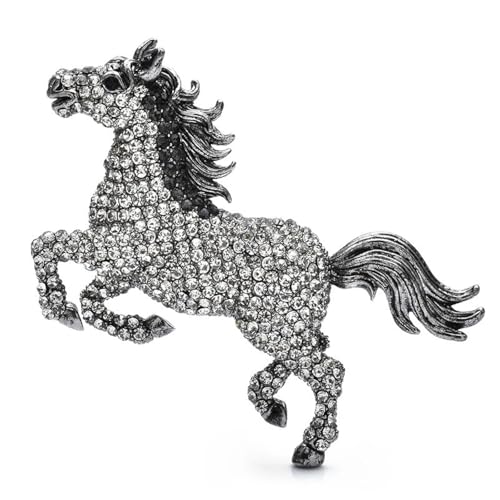 Voll funkelnde Strass Laufpferd Broschen Tier Brosche Pin Frauen Und Männer Schmuck Accessoire Für Anzug, Silber von BBirtyQV
