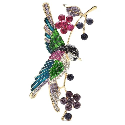 Voll funkelnder Kristall Kolibri auf Ast Frauen Brosche Anstecknadeln 2 Farben Schmuck Zubehör, grün von BBirtyQV