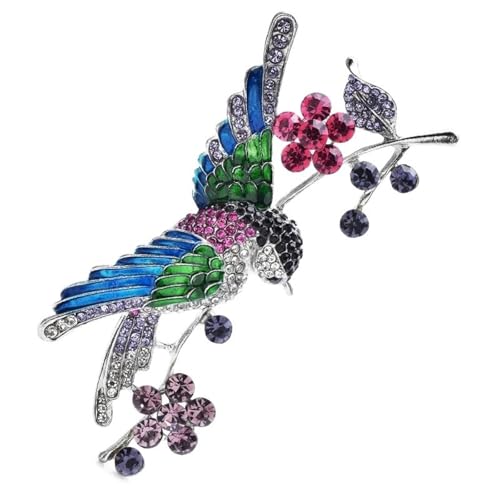 Voll funkelnder Kristall Kolibri auf Zweig Frauen Brosche Anstecknadeln 2 Farben Schmuck Zubehör, blau von BBirtyQV