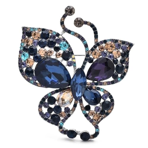Voller Strass Schwalbenschwanz Schmetterling Brosche Pin Schmuck Mehrfarbiges Insektenzubehör Abzeichen, blau von BBirtyQV