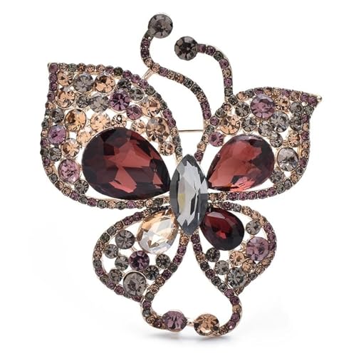 Voller Strass Schwalbenschwanz Schmetterling Brosche Pin Schmuck Mehrfarbiges Insektenzubehör Abzeichen, braun von BBirtyQV