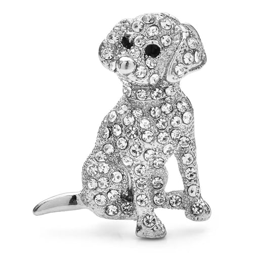 Voller Strass sitzender Hund Labrador Brosche Anstecknadeln Tier Abzeichen Schmuck, Silber von BBirtyQV