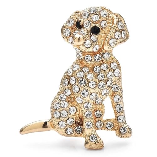 Voller Strass sitzender Hund Labrador Brosche Anstecknadeln Tier Abzeichen Schmuck, gold von BBirtyQV