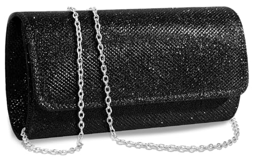 BBjinronjy Clutch Bag Abendtasche Handtaschen Geldbörse Handtasche mit abnehmbarem Kettenriemen für Hochzeit Cocktail Party Damen, schwarz 2, M von BBjinronjy