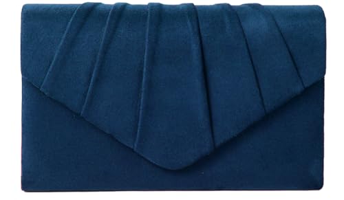 BBjinronjy Clutch Geldbörse Abendtasche für Frauen Abend Hochzeit Party Samt Wildleder Plissee Handtasche, Marineblau-Wildleder von BBjinronjy
