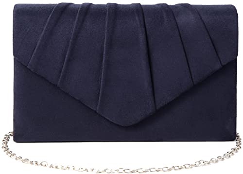 BBjinronjy Clutch Für Hochzeit: Kettentasche, Handtasche Damen Klein, Elegant Samt Umschlag Crossbody Klassisch Tasche Abendtasche (Navy Blau) von BBjinronjy