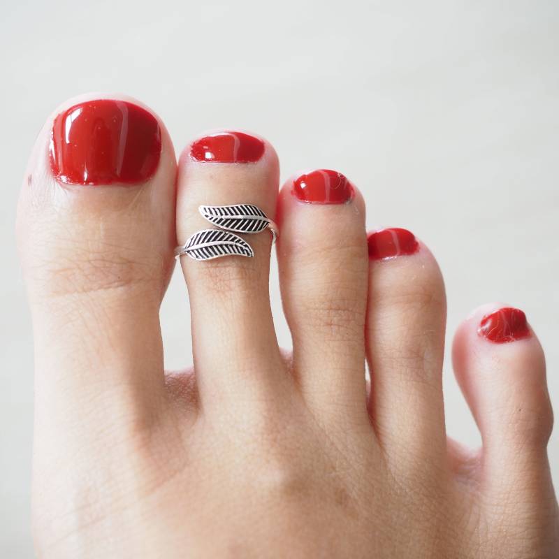 2 Blatt Zehenring, Sterling Silber Boho Blattring, Verstellbarer Zehenring/To4 von BBlingsilver