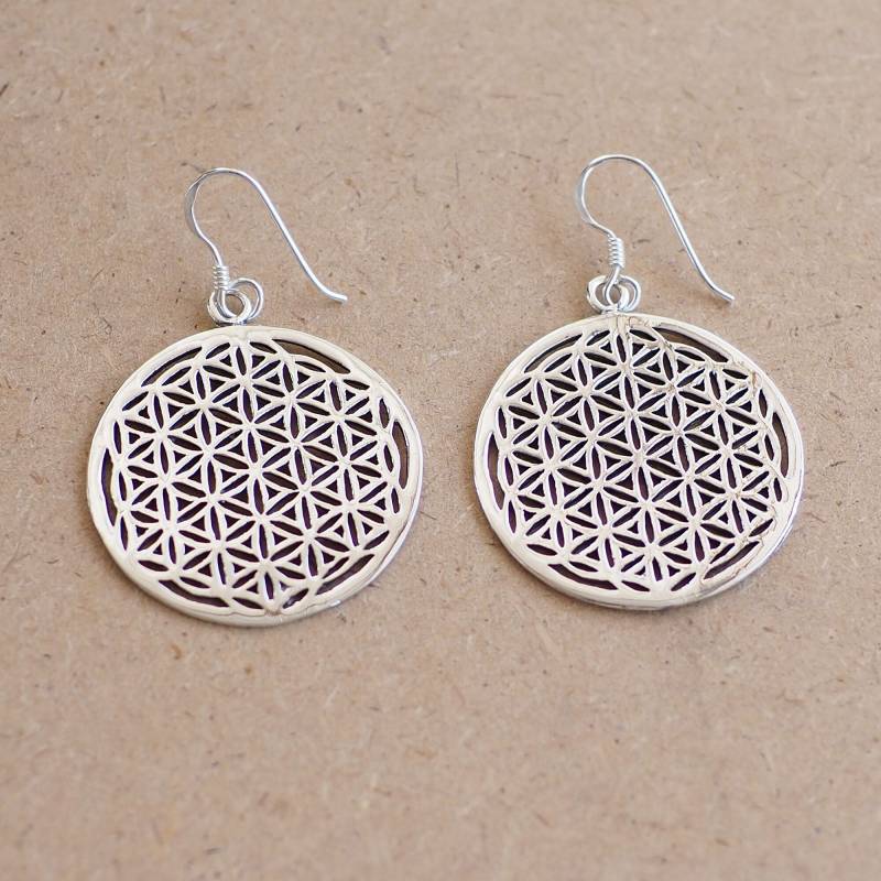 26 Mm Ohrringe Blume Des Lebens, Sacred Geometry Ohrringe, Samen Geschenk Für Sie/Da38 von BBlingsilver
