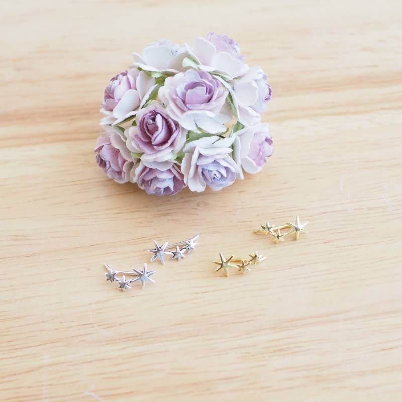 3 Sterne Ohr Kletterer Ohrringe, Zierliche Stern Ohrfeger, Konstellation Schmuck, Pin/Ee16 von BBlingsilver