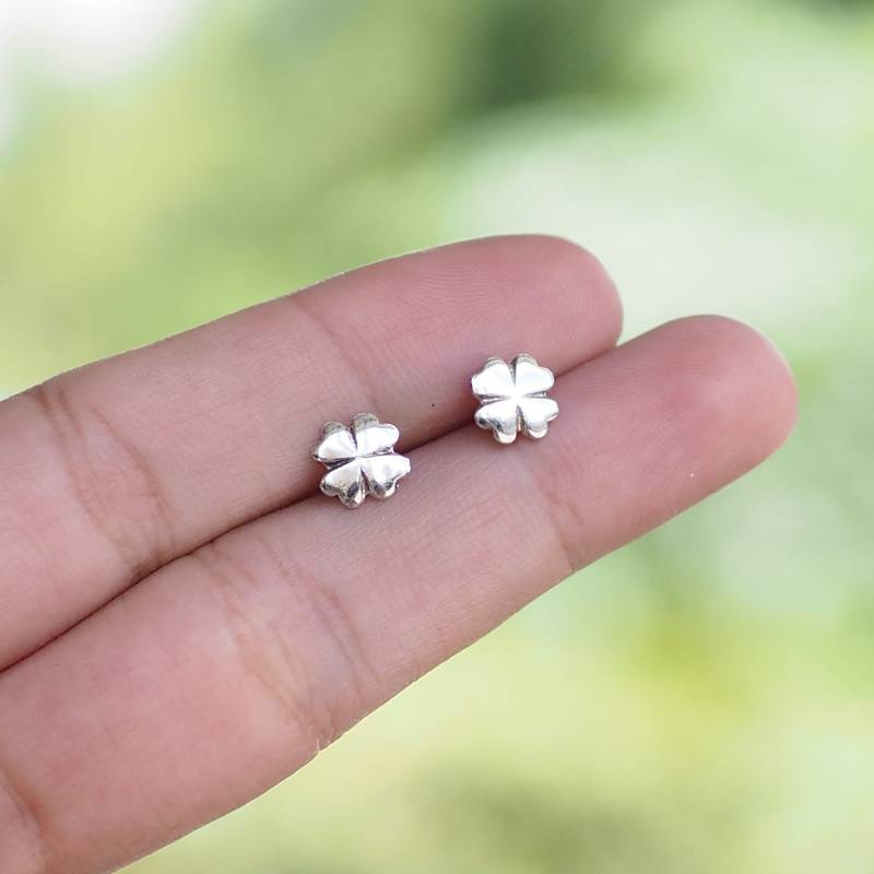 4 Blatt Klee Ohrstecker, Ohrringe, Ohrringe/Q116S von BBlingsilver