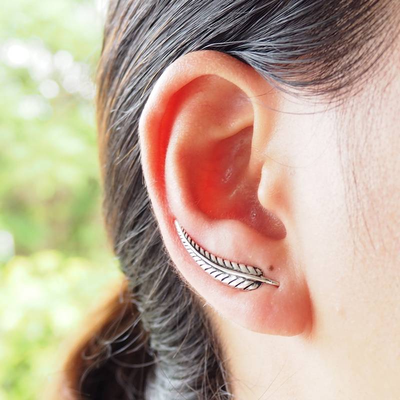 Blatt Ohr Kletterer Ohrringe, Ohrkriecher, Geschenk Für Sie, Weihnachtsgeschenk/Gr24 von BBlingsilver