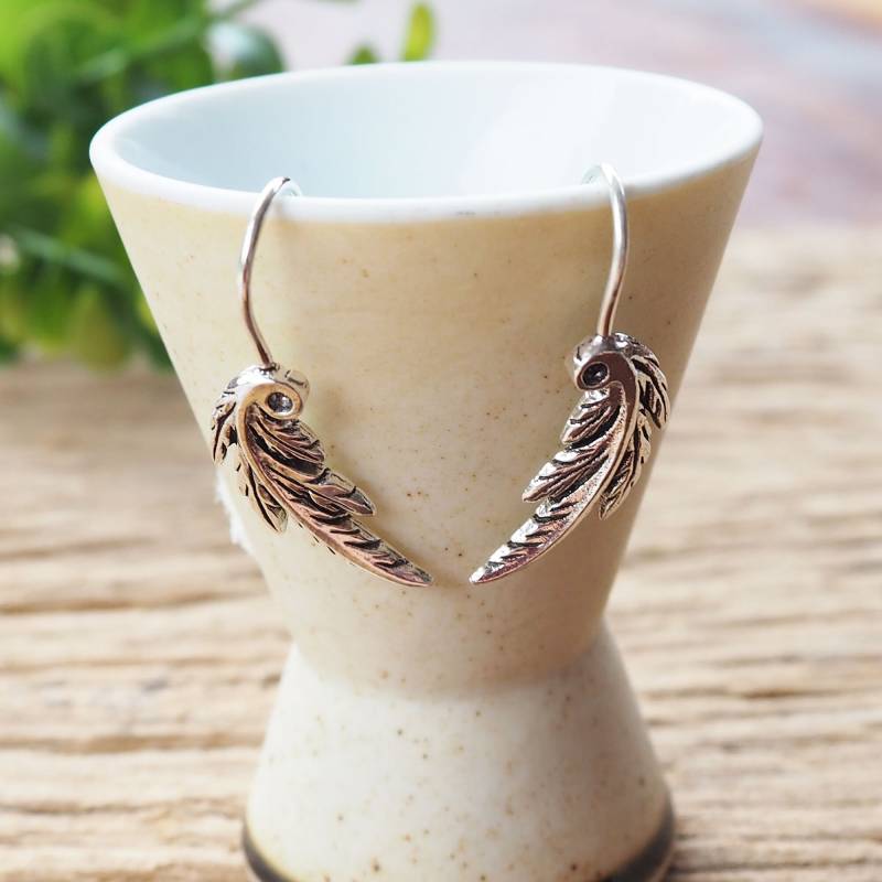 Blatt Ohrringe, Feder Sterling Silber Baumeln Schmuck, Geschenkidee von BBlingsilver