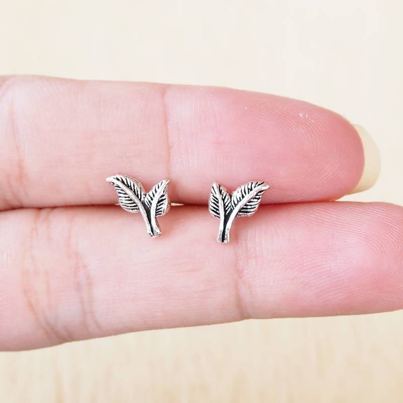 Blatt Ohrstecker, Blätter Ohrringe, Minimal Bäumchen, Geschenkidee/Q55P von BBlingsilver