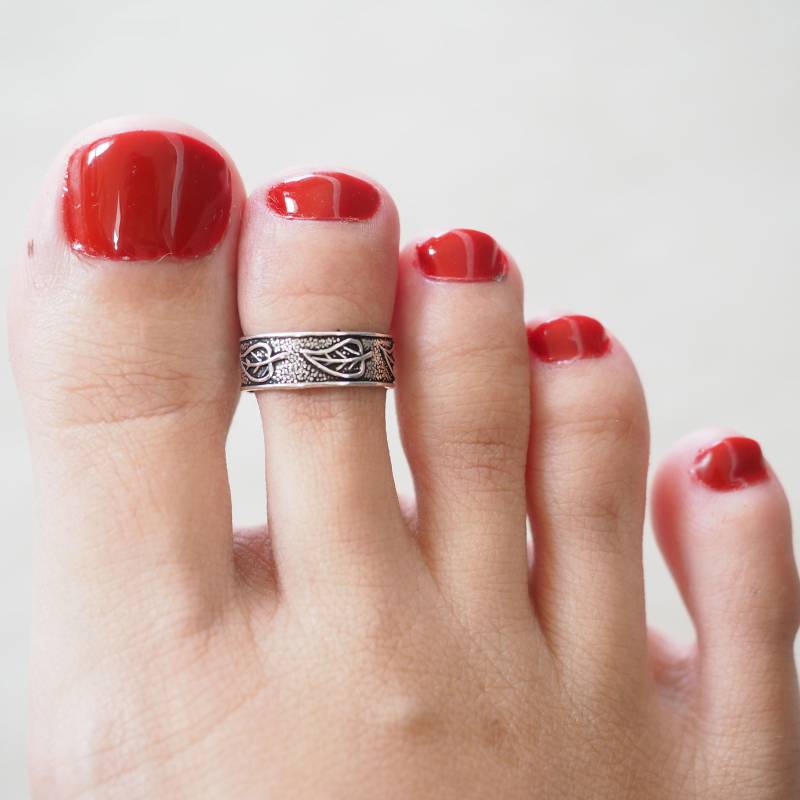 Blatt Zehenring, Sterling Silber Boho Blattring, Verstellbarer Zehenring/To15 von BBlingsilver