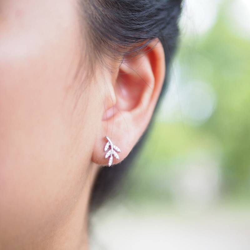 Cz Olive Leaf Ohrstecker, Blatt Ohrringe, Schmuck /Ta61 von BBlingsilver