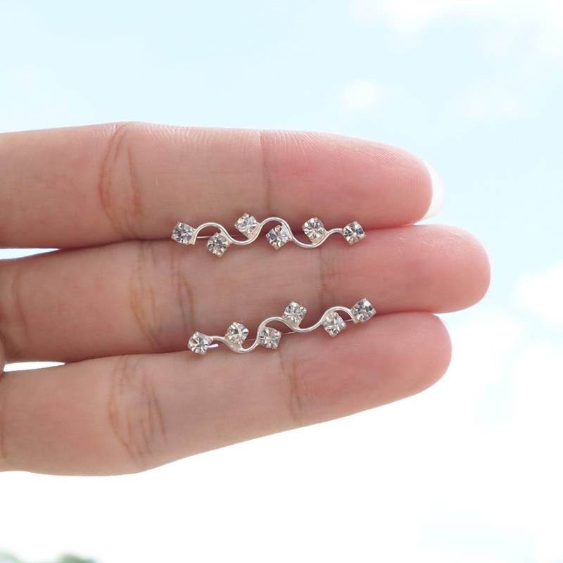 Cz Vine Ohr Kletterer Ohrringe, Blatt Ohrkrabbel, Geschenkidee, Braut Ohrringe/Ee28 von BBlingsilver