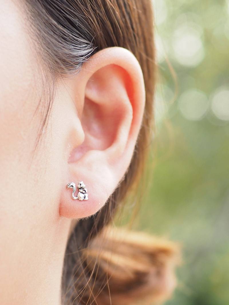 Eichhörnchen Ohrstecker, Schmuck, Wald Ohrringe, Kleine Geschenkidee/Bd149 von BBlingsilver