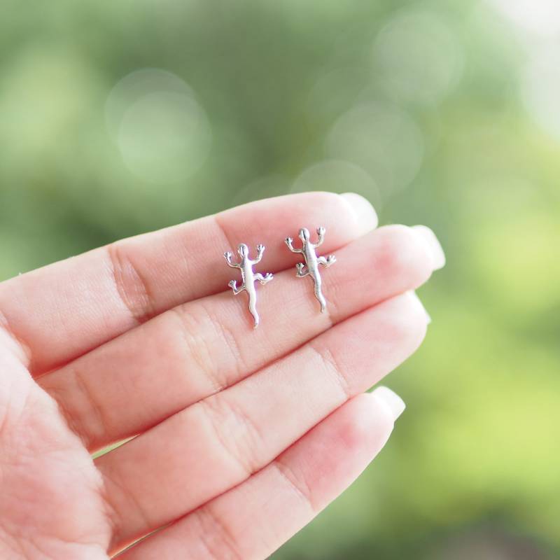 Eidechsen Ohrstecker, Eidechse Schmuck, Gecko Ohrringe, Tier Geschenkidee/Bk166 von BBlingsilver