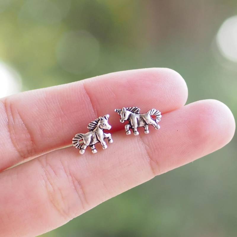 Einhorn Ohrstecker, Tier Ohrringe, Geschenkidee/Bk110P von BBlingsilver