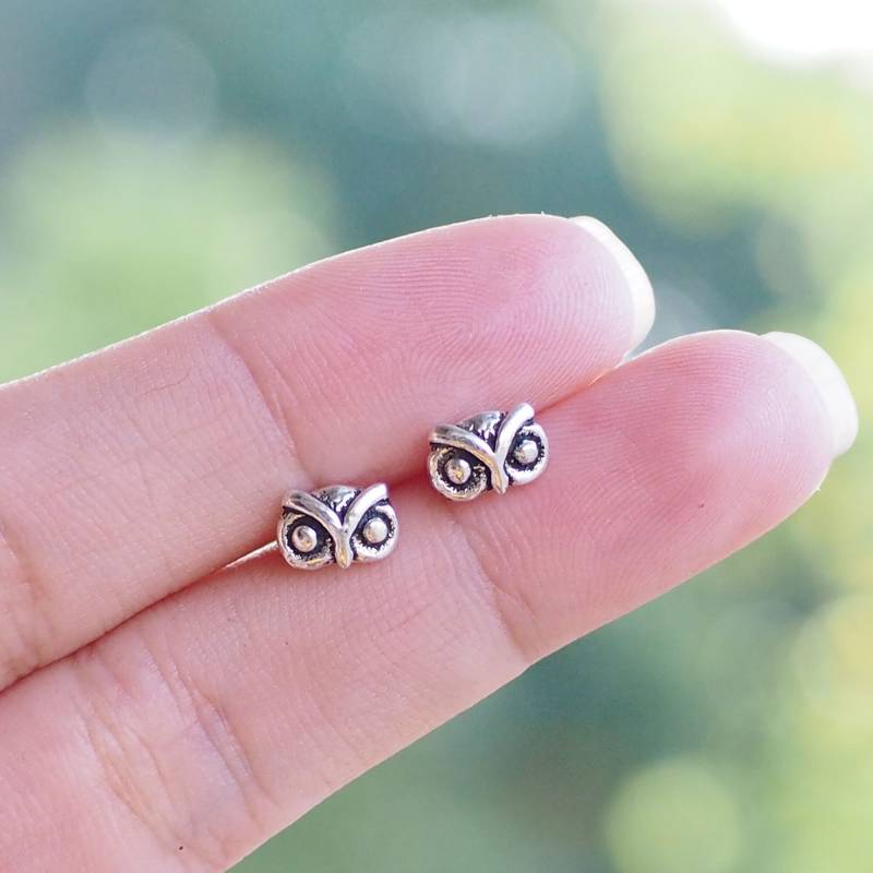 Eulenkopf Ohrstecker, Eulen Ohrringe, Vogel Schmuck, Geschenkidee/Bd81 von BBlingsilver