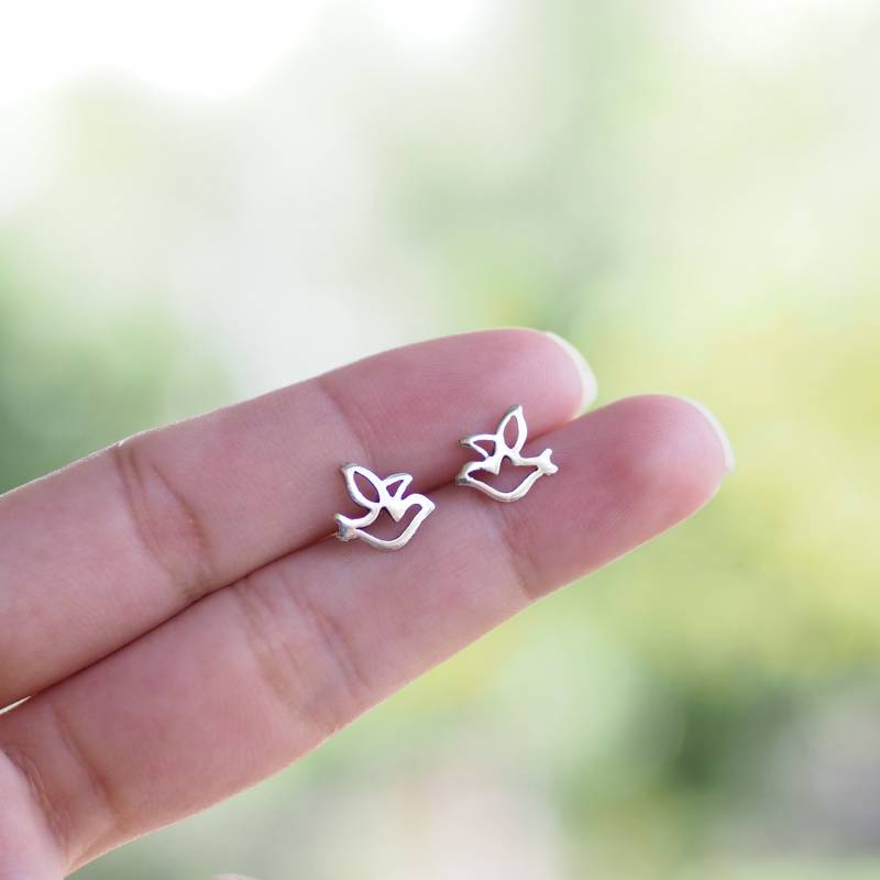 Fliegender Vogel Ohrstecker, Tierohrringe, Kleiner Geschenkidee/Bk158P von BBlingsilver