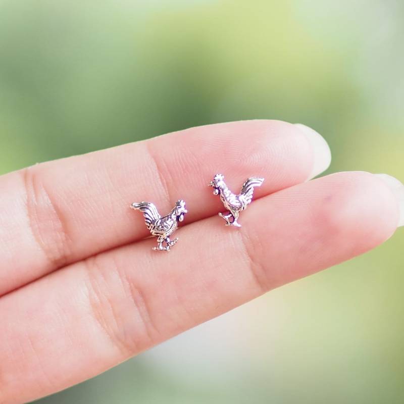 Hahn Ohrstecker, Huhn Ohrringe, Tierohrringe/Pk28 von BBlingsilver