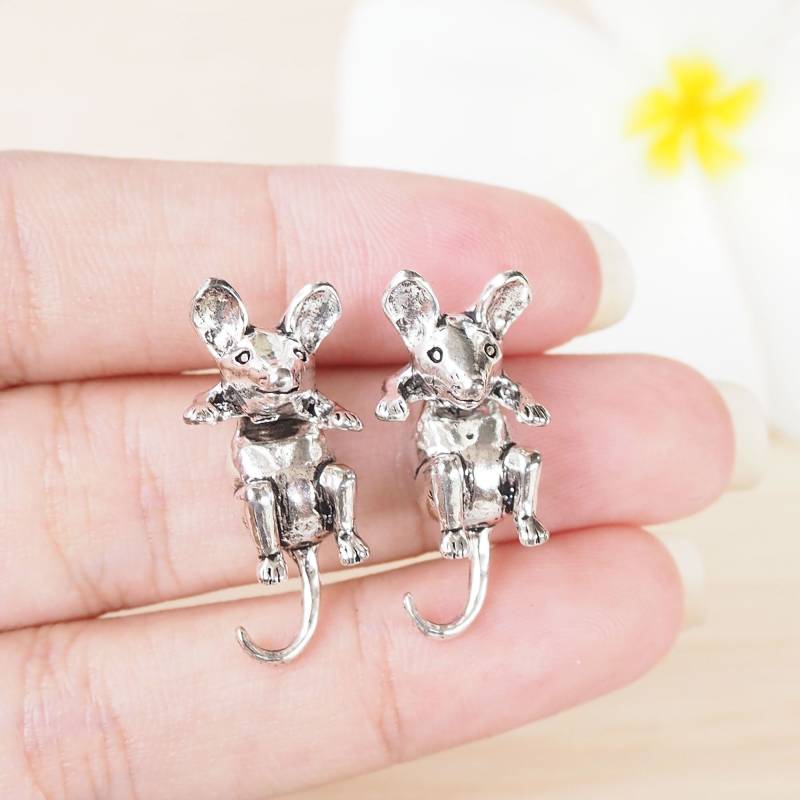 Maus Ohrstecker, Rattenohrringe, Zweiteilige Ohrringe, Ear Jacket, Geschenkidee von BBlingsilver