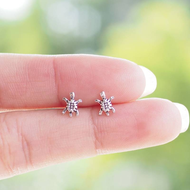 Ohrringe Mit Schildkröten, Kleine Ohrringe, Tierohrringe/Q209 von BBlingsilver