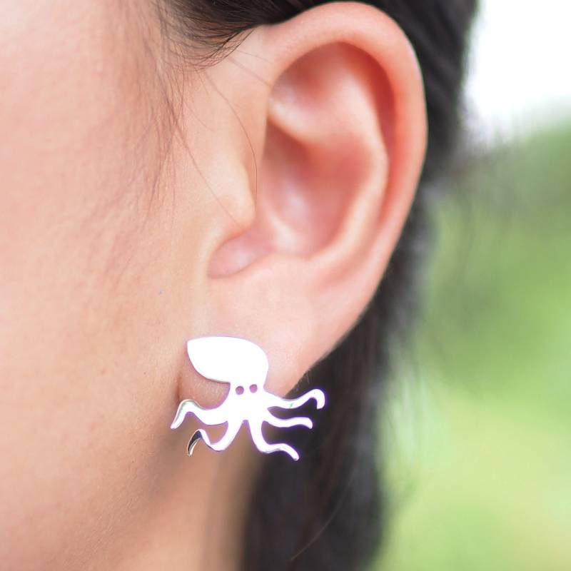 Oktopus Ohrstecker, Kraken Schmuck, Meer Strand Tier Ohrringe, Ozeantier Geschenkidee /Ta53 von BBlingsilver