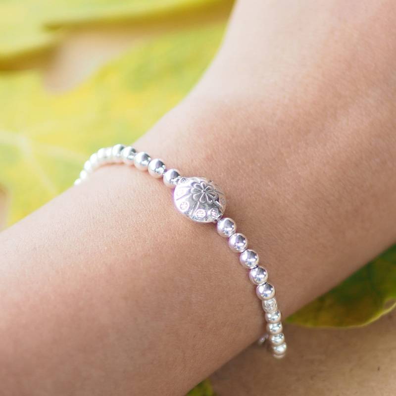 Sale - 7 "sterling Silber Bali Blume Perlen Armband, Zoll Kugel Perlenarmband, Sommer-strand-Schmuck, Geschenk Für Sie von BBlingsilver
