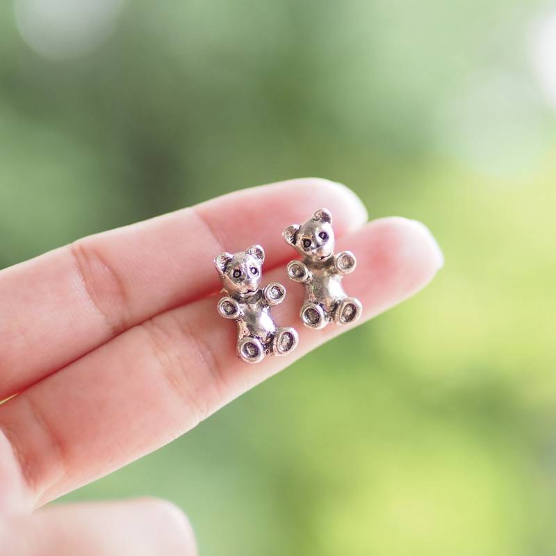 Sale Bären Ohrstecker, Teddybär Klammer Ohrringe, Tier Zweiteilige Geschenkidee von BBlingsilver