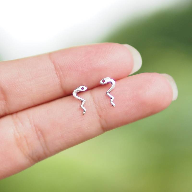 Schlichte Schlange Ohrstecker, Schlangen Ohrringe, Samen Geschenkidee /Bd107P von BBlingsilver