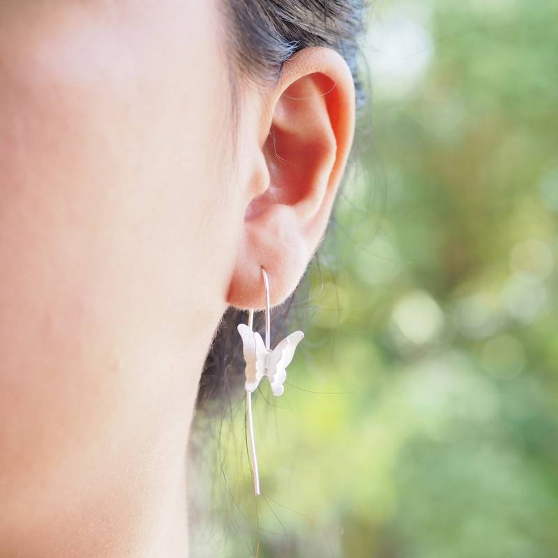 Schmetterling Langstiel Ohrringe, Sterling Silber Insekt Einzigartiges Geschenk/Ctd49 von BBlingsilver