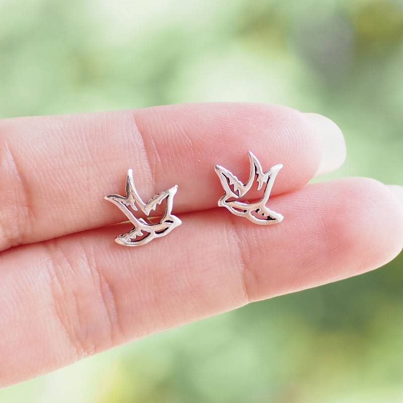 Schwalbe Vogel Ohrstecker, Tier Ohrringe, Fliegender Geschenkidee/Bk105P von BBlingsilver