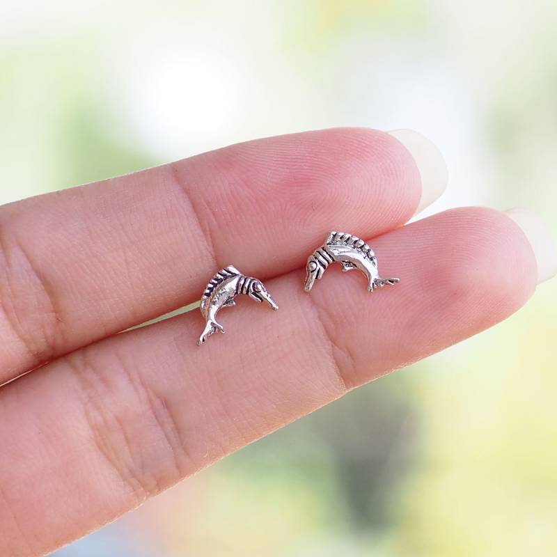 Schwertfisch Ohrstecker, Fisch Ohrringe, Angeln, Ocean Beach Schmuck, Geschenkidee/Bd117P von BBlingsilver