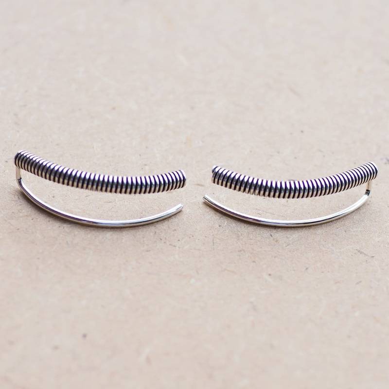 Tube Ohr Kletterer Ohrringe, Coil Ohrhänger, Geschenkidee, Silber Kletterer, Boho Schmuck/Ee39 von BBlingsilver