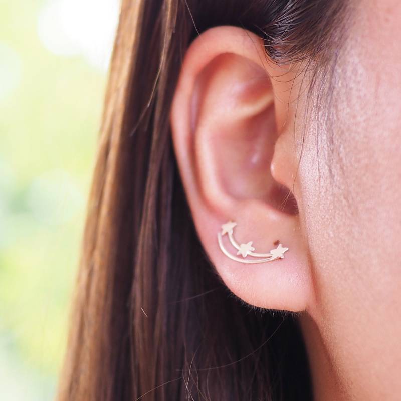 Verdreifachen Stern Ohr Kletterer Ohrringe, Ohrfeger, Konstellation Schmuck, Pin/Ee30 von BBlingsilver