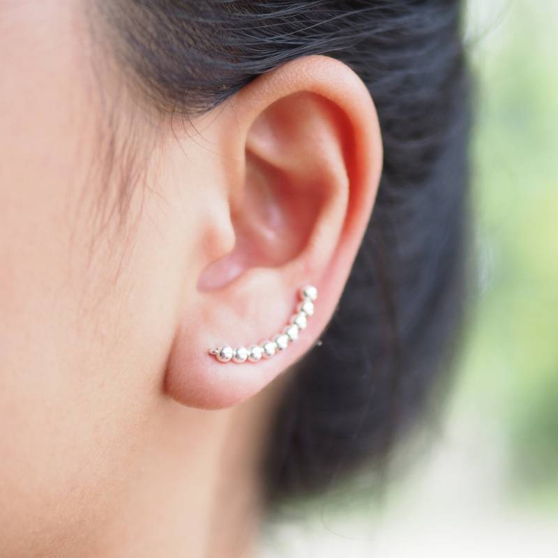 sterling Silver Ball Ohr Kletterer Ohrringe, Ohrkriecher, Geschenkidee, Minimalist Schmuck/Ee31 von BBlingsilver