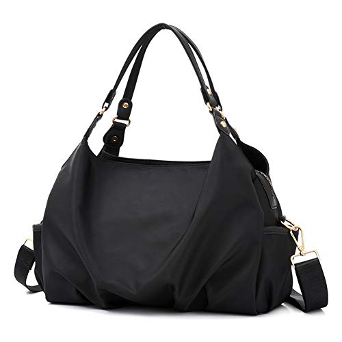 BBrand Damen Umhängetasche,Popoti Handtasche Schultertasche Nylon Wasserdicht Beuteltasche Tote Geldbörse Multifunktion Groß Crossbody Bag Messenger Taschen für Reise Alltag (Schwarz) von Popoti