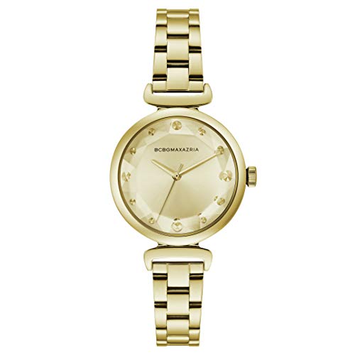 BCBGMAXAZRIA Damen Rund Gold Hamilton Gold Armbanduhr, 32MM Gehäusegröße, Edelstahl beschichtet Armband (BG50682002) von BCBGMAXAZRIA