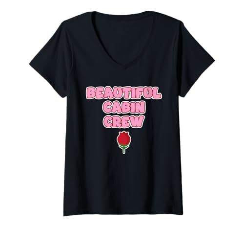 Damen Beautiful Cabin Crew T-Shirt mit V-Ausschnitt von BCC ROSE