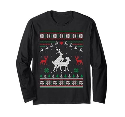 BCC Loving Reindeer Couple Ugly Christmas Sweater Rentier Paar Langarmshirt Schwarz S Ugly Christmas Sweater Winter Party Ugly Sweater Party Weihnachten Männer Herren von BCC Santa's Christmas Shirts & Weihnachtsgeschenke
