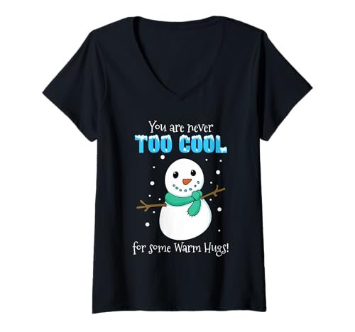 Damen You Are Never Too Cool For Some Warm Hugs X-Mas Schneemann T-Shirt mit V-Ausschnitt von BCC Santa's Christmas Shirts & Weihnachtsgeschenke