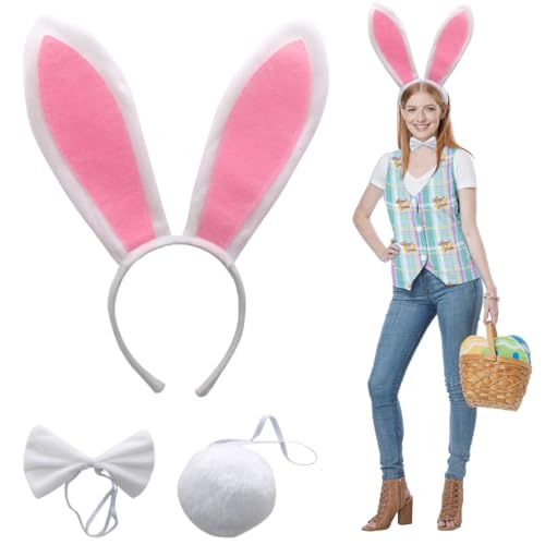 BCHKO 1 Sets Bunny Ears and Tail Costume Set, Rabbit Headband Collar and Tail for Children and Adults, Carnival Cosplay Costume Party. von BCHKO