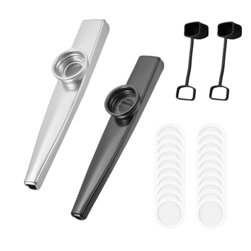 BCHKO 2 Stück Metall Kazoos mit 20 Austauschbaren Membran, Nasenflöte, Geeignet für Kinder, Erwachsene und Musikanfänger, Party Favors Geschenke. von BCHKO