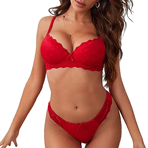 BCHRAYIUP Damen Bügel Gepolsterter BH Dessous Push-up BH Unterwäsche Höschen-Sets 90-A von BCHRAYIUP