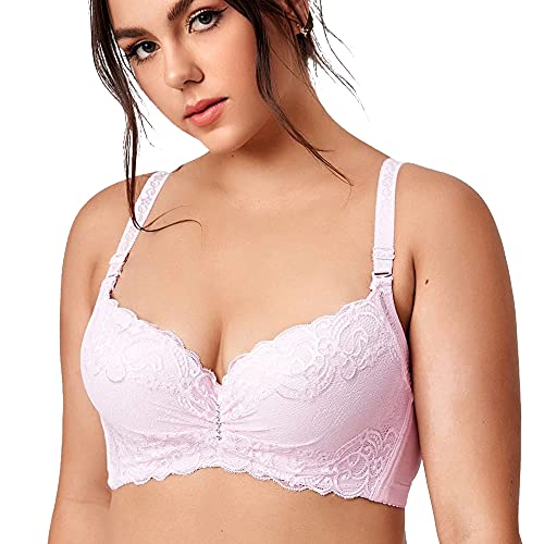 BCHRAYIUP Damen Bügel Gepolsterter BH Plunge Push-Up Minimizer Spitze Vollschalen BH 90-C von BCHRAYIUP